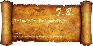 Tolmár Balambér névjegykártya